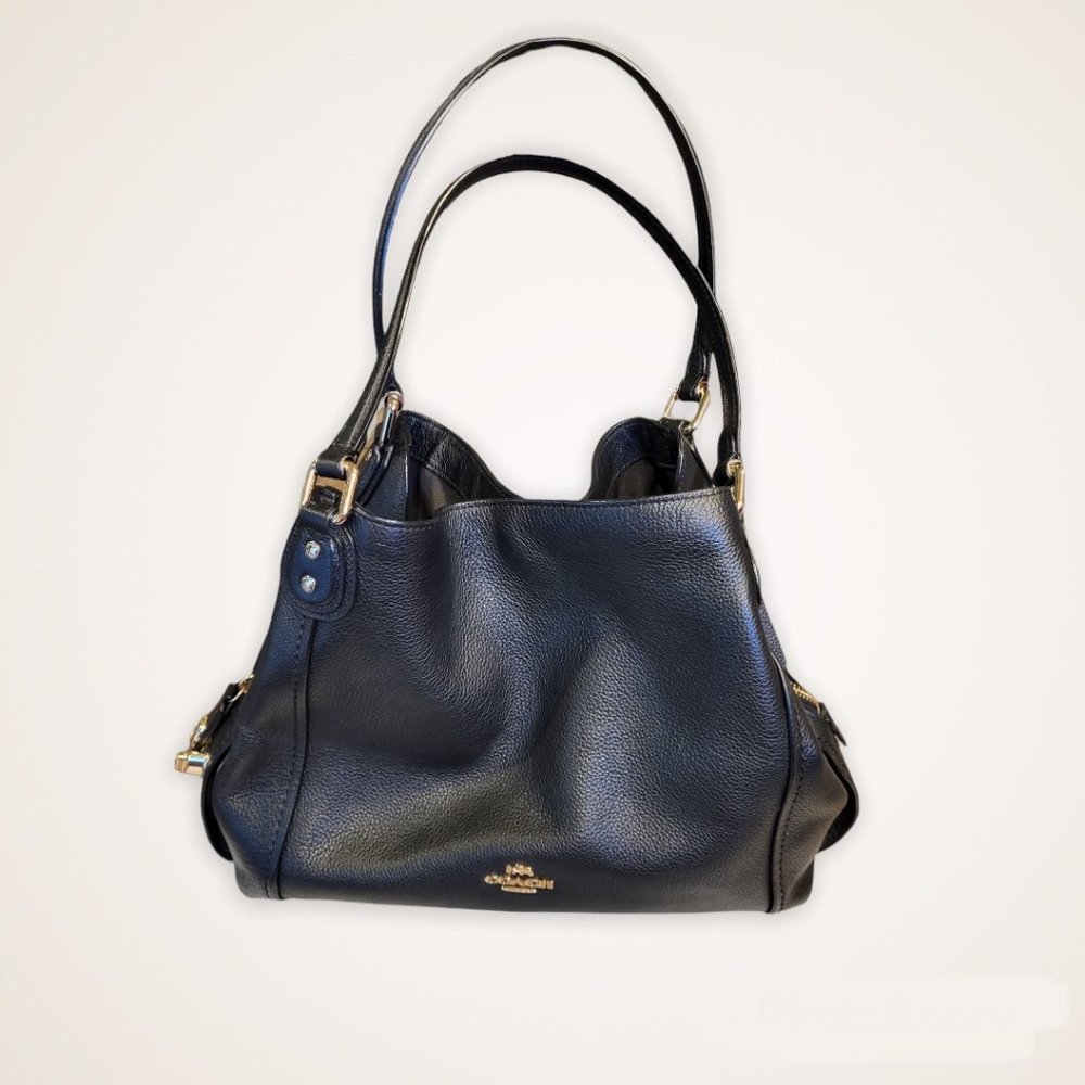 Gorgeous Black Leather Coach Shoulder Bag